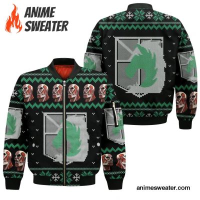 Attack On Titan Ugly Christmas Sweater Military Badged Police  Xmas Gift Custom Clothes