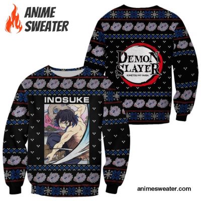 Inosuke Ugly Christmas Sweater Demon Slayer Anime Xmas Gift Custom Clothes