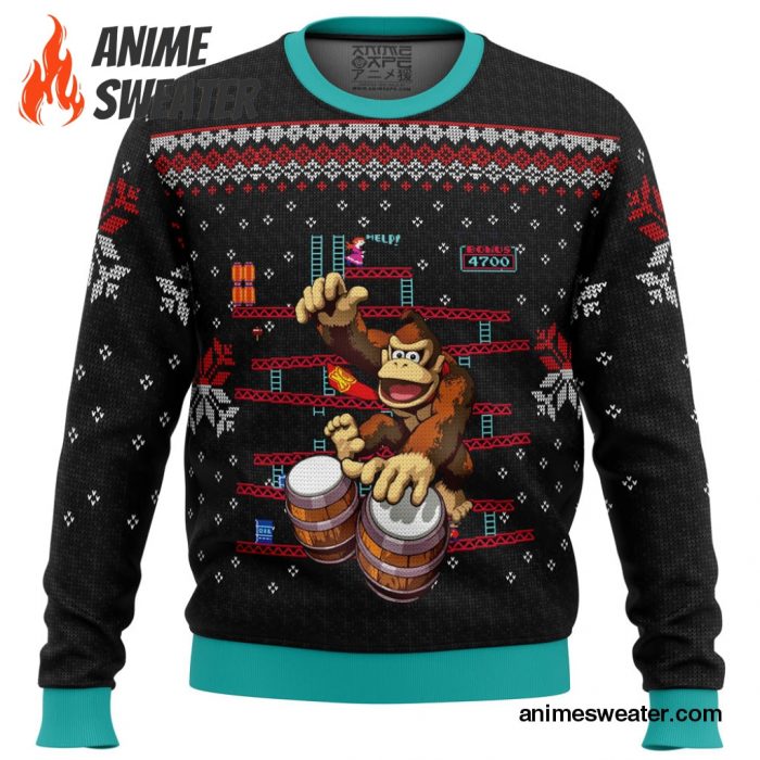 Donkey Kong Drums Ugly Christmas Sweater