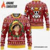 Luffy Ugly Christmas Sweater Funny Face One Piece Anime Xmas Gift VA10