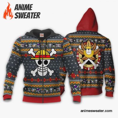 One Piece Ugly Christmas Sweater Straw Hat Priate Xmas Gift VA10