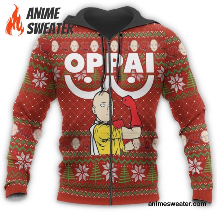 Saitama Oppai Ugly Christmas Sweater One Punch Man Anime Xmas Gift