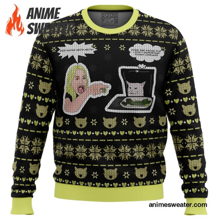 Woman Yelling At Cat Meme Ugly Christmas Sweater