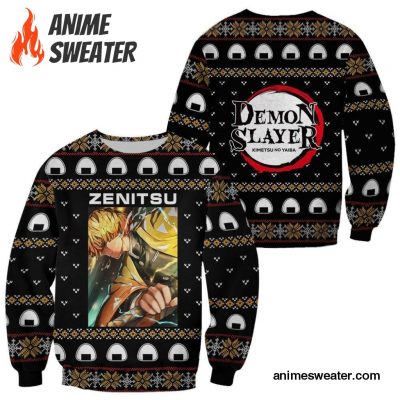 Zenitsu Agatsuma Ugly Christmas Sweater Demon Slayer Anime Custom Xmas Clothes