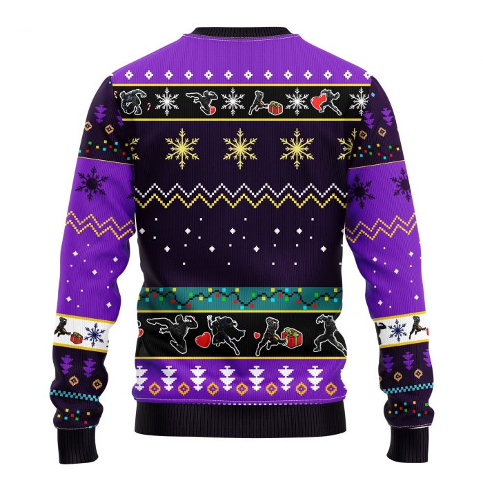 BackBlackPantherChritsmasPurplemkup - Anime Sweater Store