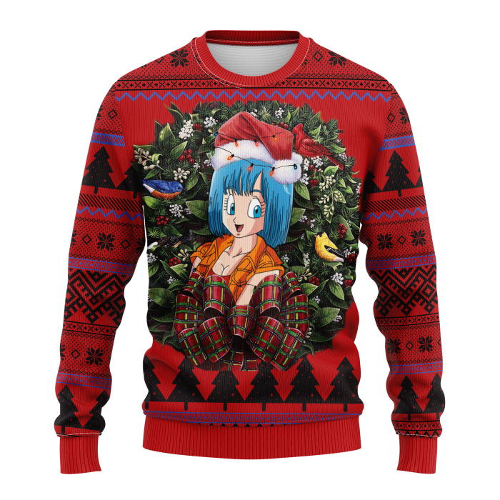 BulmaGokudragonballnoelfront - Anime Sweater Store