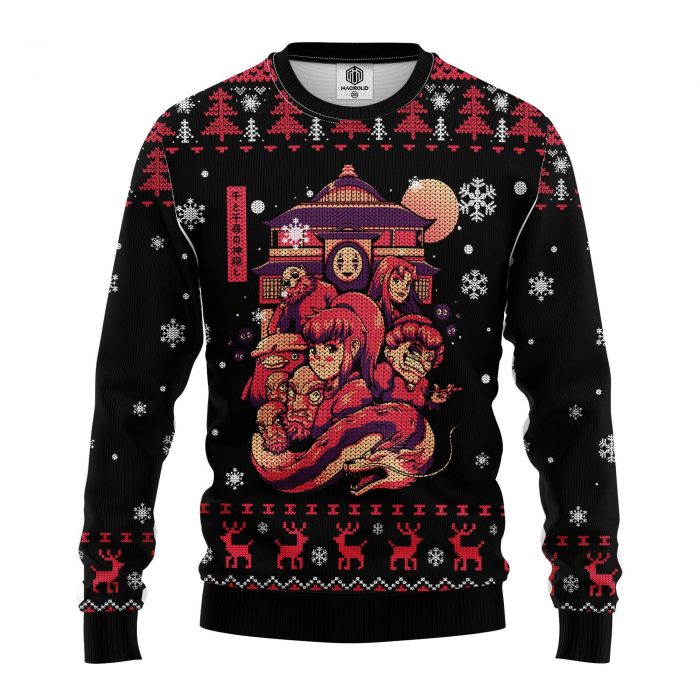 GhibliSpiritedAwayUglySweater1 - Anime Sweater Store