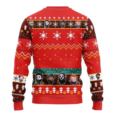 backCharacterChibiHorrorRedChristmasmkup - Anime Sweater Store