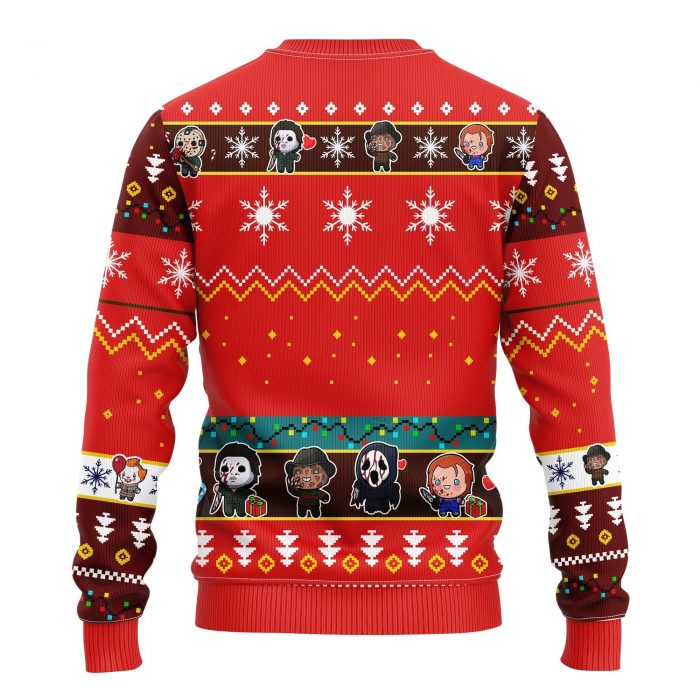 backCharacterChibiHorrorRedChristmasmkup - Anime Sweater Store