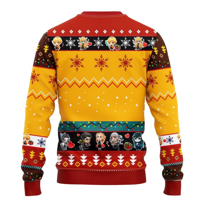 backDemonSlayerCharactersAgatsumaZenitsuYellowChristmasmkup 112caf37 a536 4217 aef0 89b707538317 - Anime Sweater Store