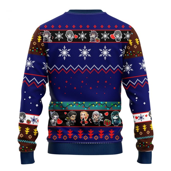 backDemonSlayerCharactersObanaiIguroChristmasmkup - Anime Sweater Store