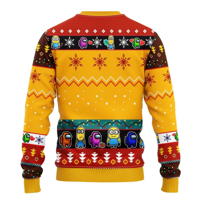 backMinionAmongUsYellowChristmasmkup - Anime Sweater Store