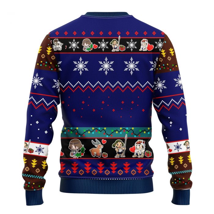 backMononokeChristmasmkup - Anime Sweater Store