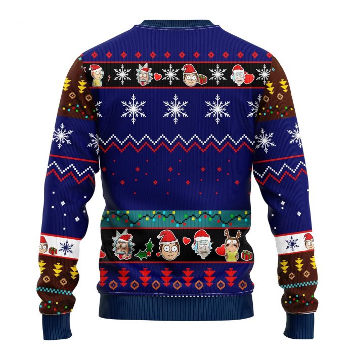 backRickAndMortyBlueChristmasmkup - Anime Sweater Store