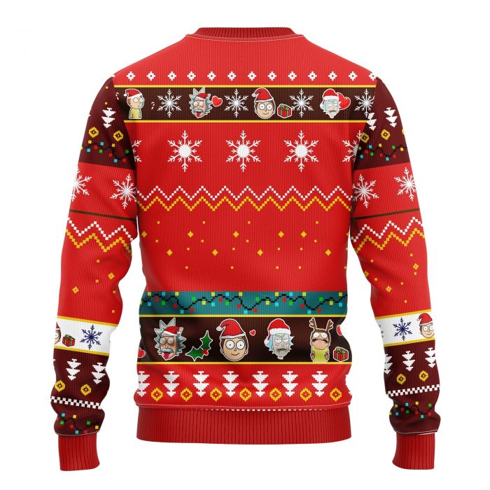 backRickAndMortyRedChristmasmkup - Anime Sweater Store