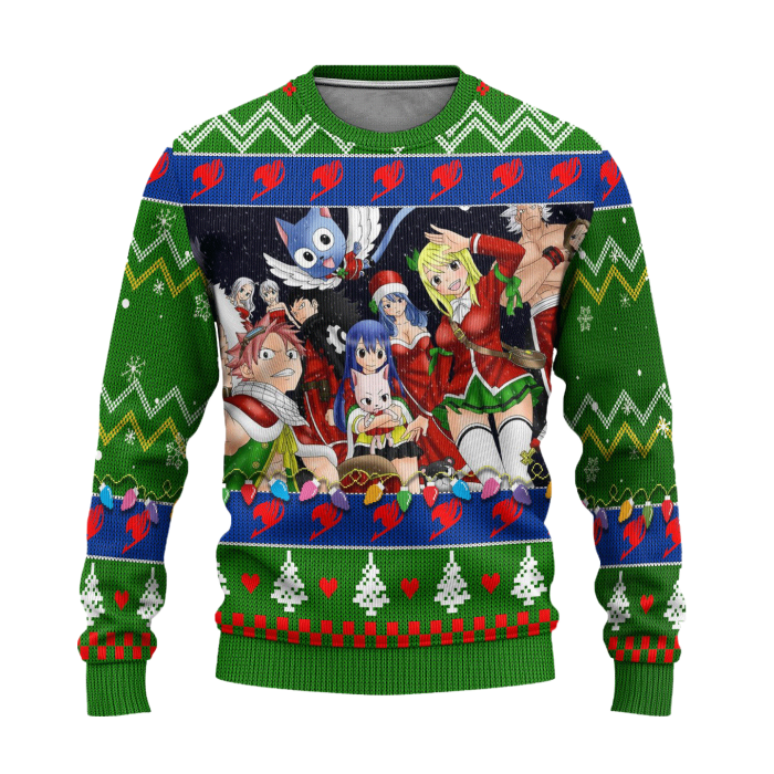 fairy tail anime ugly christmas sweater custom characters xmas gift 729762 - Anime Sweater Store