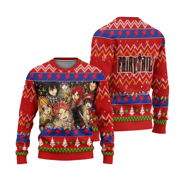 fairy tail anime ugly christmas sweater custom xmas gift 307096 - Anime Sweater Store