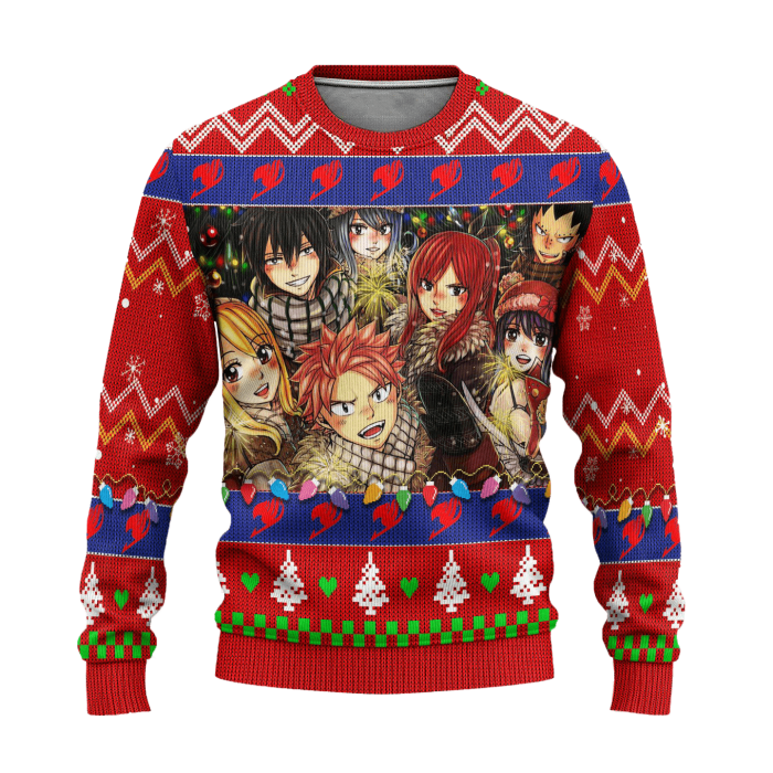 fairy tail anime ugly christmas sweater custom xmas gift 602370 - Anime Sweater Store