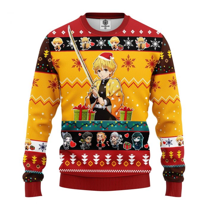 fontDemonSlayerCharactersAgatsumaZenitsuYellowChristmasmkup 67901065 76c2 4610 9cea 228ccec0963e - Anime Sweater Store