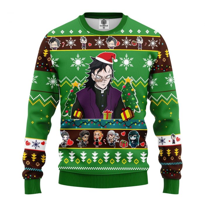 fontDemonSlayerCharactersGenyaShinazugawaChristmasmkup - Anime Sweater Store