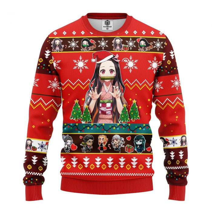 fontDemonSlayerCharactersNezukoKamadoChristmasmkup - Anime Sweater Store