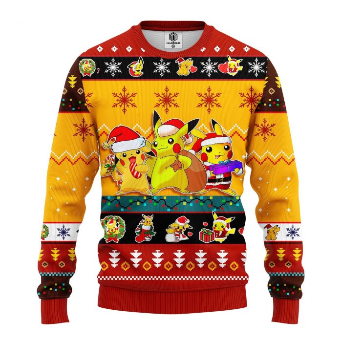 fontPikachuChristmas2Yellowmkup - Anime Sweater Store