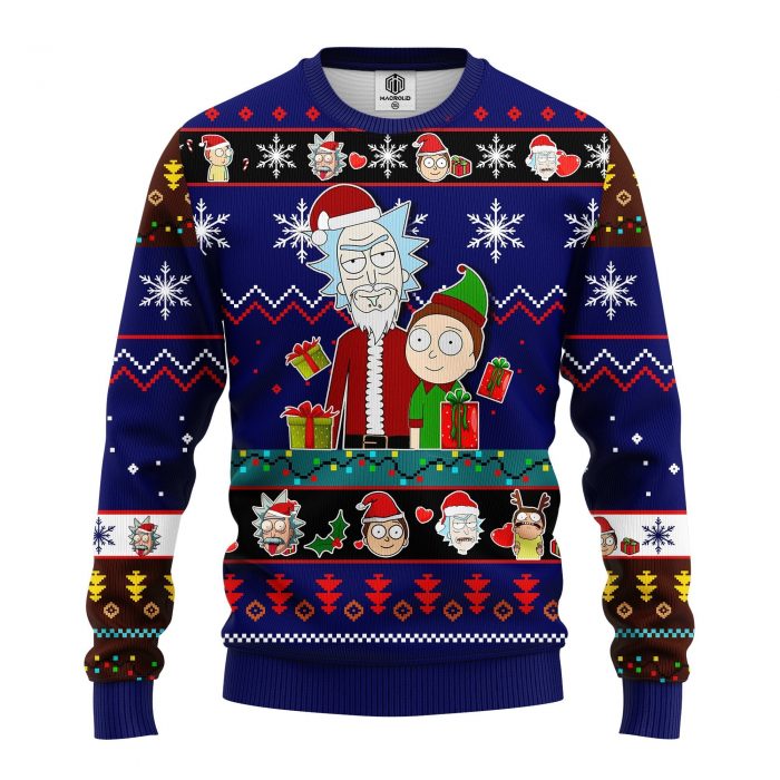 fontRickAndMortyBlueChristmasmkup - Anime Sweater Store