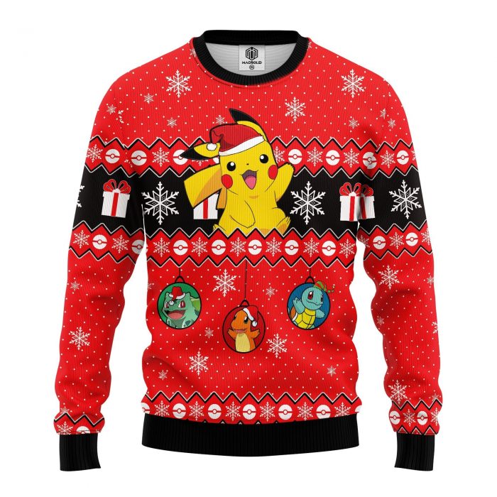 frontPokemon3Ballmkup - Anime Sweater Store