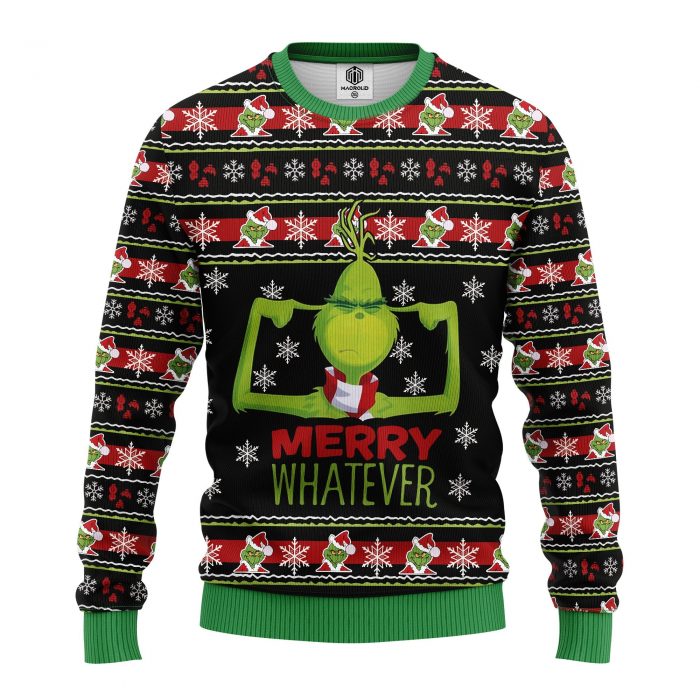 frontTheGrinchMen sChristmasmkup - Anime Sweater Store