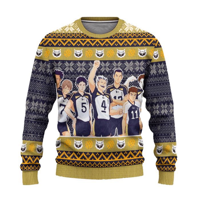 fukurodani academy ugly christmas sweater haikyuu anime xmas gift 697158 - Anime Sweater Store