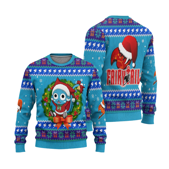 happy anime ugly christmas sweater custom fairy tail xmas gift 915993 - Anime Sweater Store