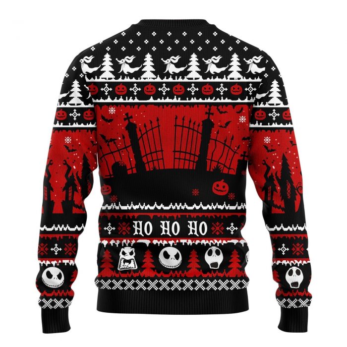 jack and zero nightmare before xmas ugly christmas sweater amazing gift idea thanksgiving gift 714890 - Anime Sweater Store