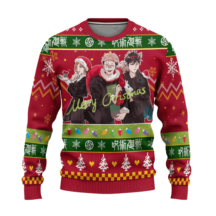 jujutsu kaisen ugly christmas sweater custom xmas gift 660516 - Anime Sweater Store