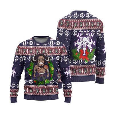 kaido one piece anime ugly christmas sweater xmas gift 309354 - Anime Sweater Store