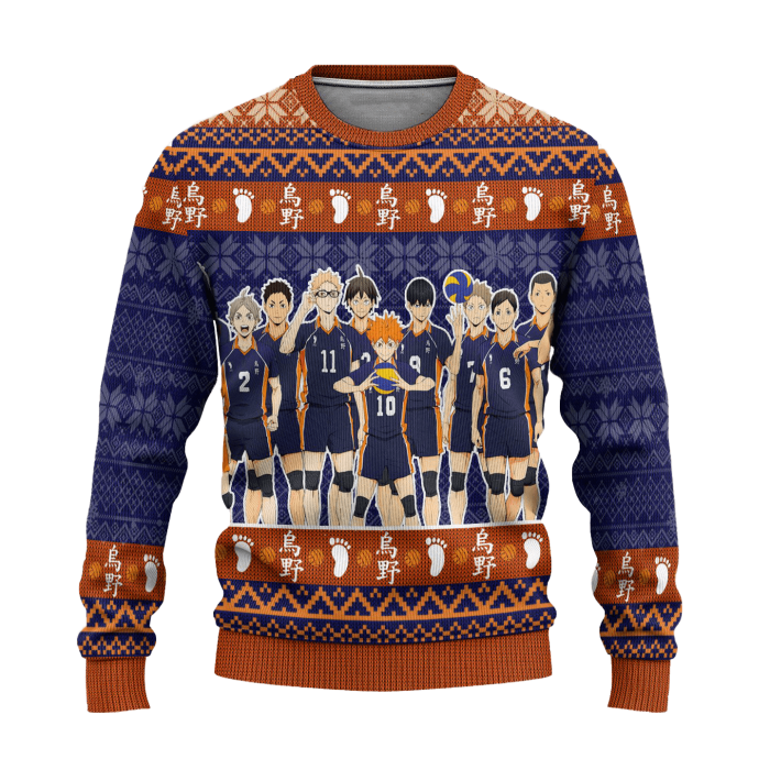 karasuno high ugly christmas sweater haikyuu anime xmas gift 342360 - Anime Sweater Store