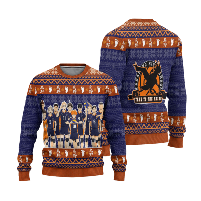 karasuno high ugly christmas sweater haikyuu anime xmas gift 495788 - Anime Sweater Store