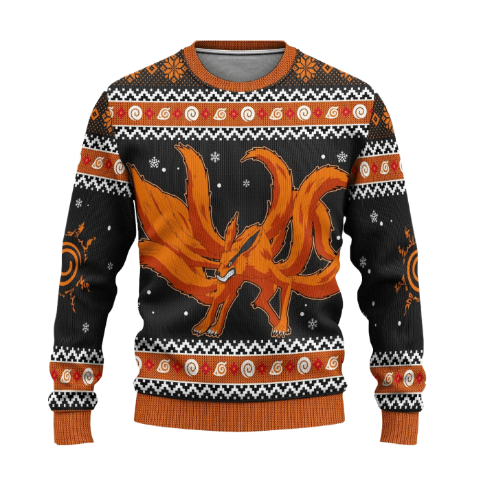 kurama naruto anime ugly christmas sweater xmas gift 440158 - Anime Sweater Store