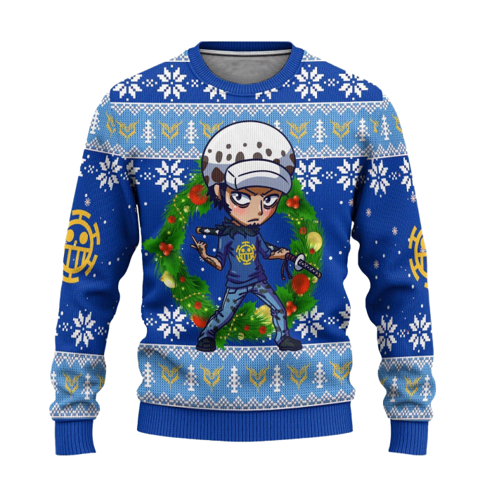 law one piece anime ugly christmas sweater xmas gift 281696 - Anime Sweater Store