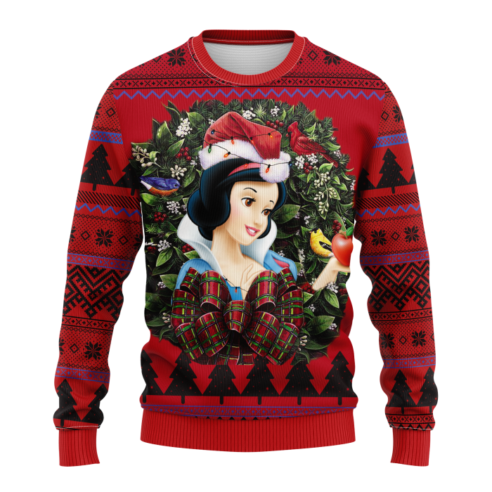 snowwhiteprincessdisneynoelSweaterFront - Anime Sweater Store