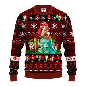 Airel Mermaid Ugly Christmas Sweater Red Brown